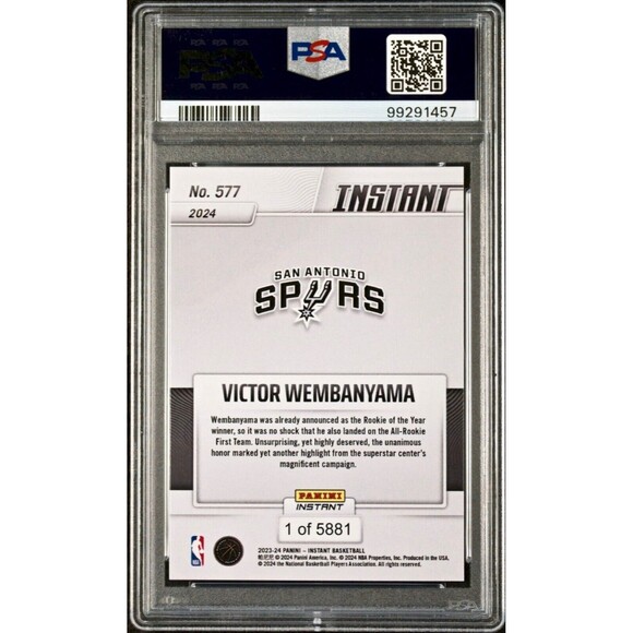 Victor Wembanyama 2023 Panini NBA All-Rookie 1st Team #577 Rookie Card PSA 8 - Picture 2 of 2